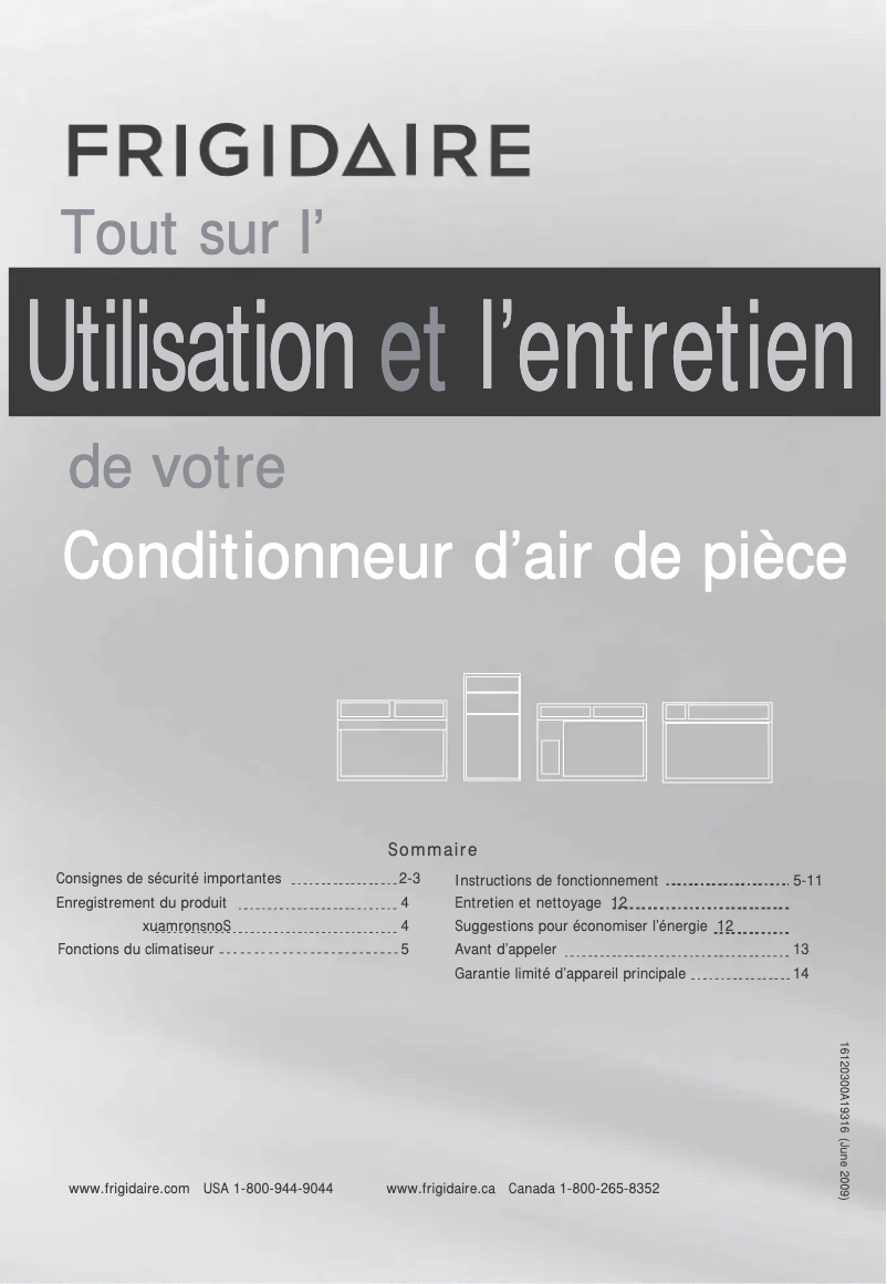 Page 1 de la notice Manuel utilisateur Frigidaire FFTH142WA2