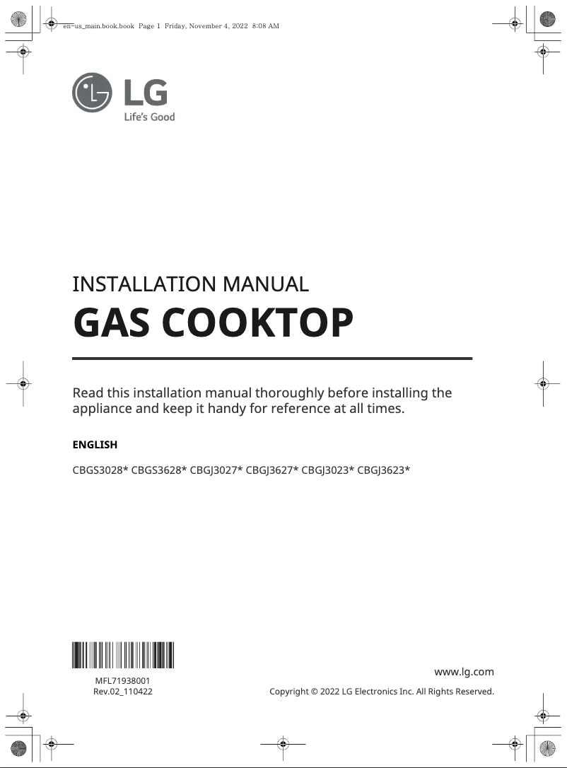 Page 1 de la notice Guide d'installation LG CBGJ3623D