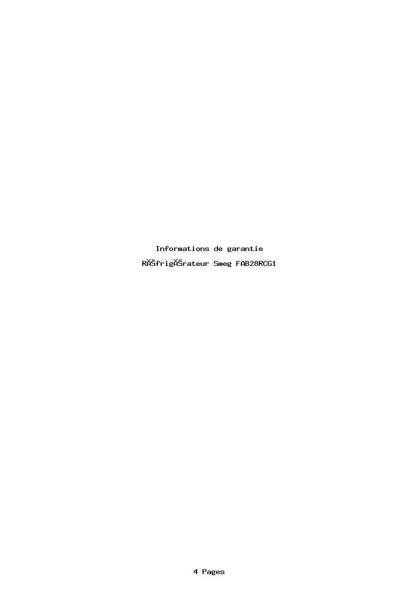 Page 1 de la notice Informations de garantie Smeg FAB28RCG1
