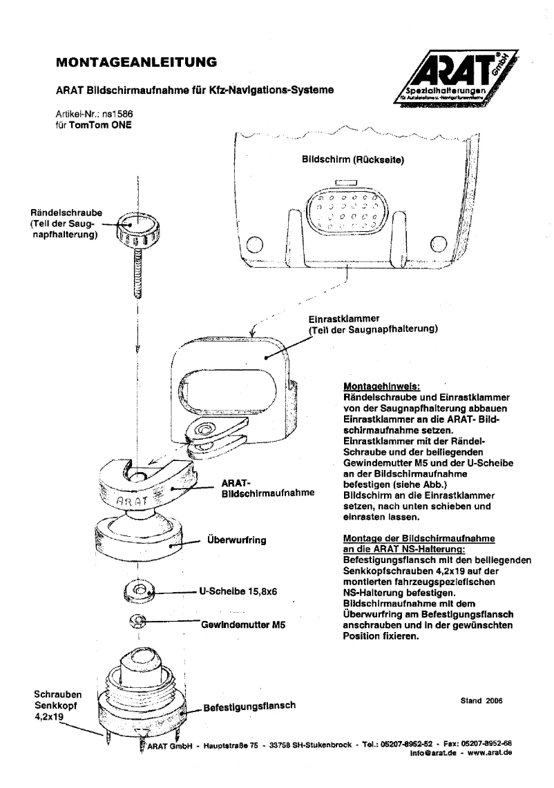 Page 1 de la notice Manuel utilisateur Arat NS1586