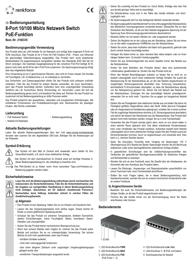 Page 1 de la notice Manuel utilisateur Renkforce RF-4320670