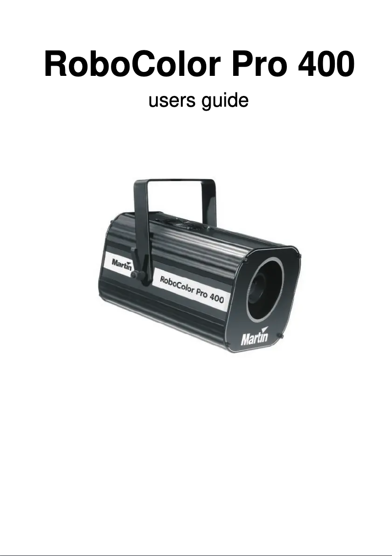 Page 1 de la notice Manuel utilisateur Martin RoboColor Pro 400