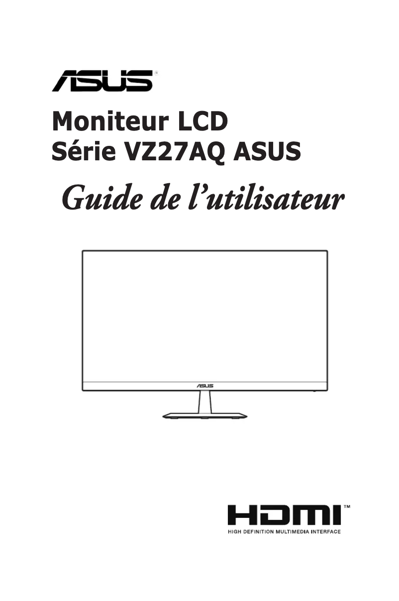 Page 1 de la notice Manuel utilisateur Asus VZ27AQ