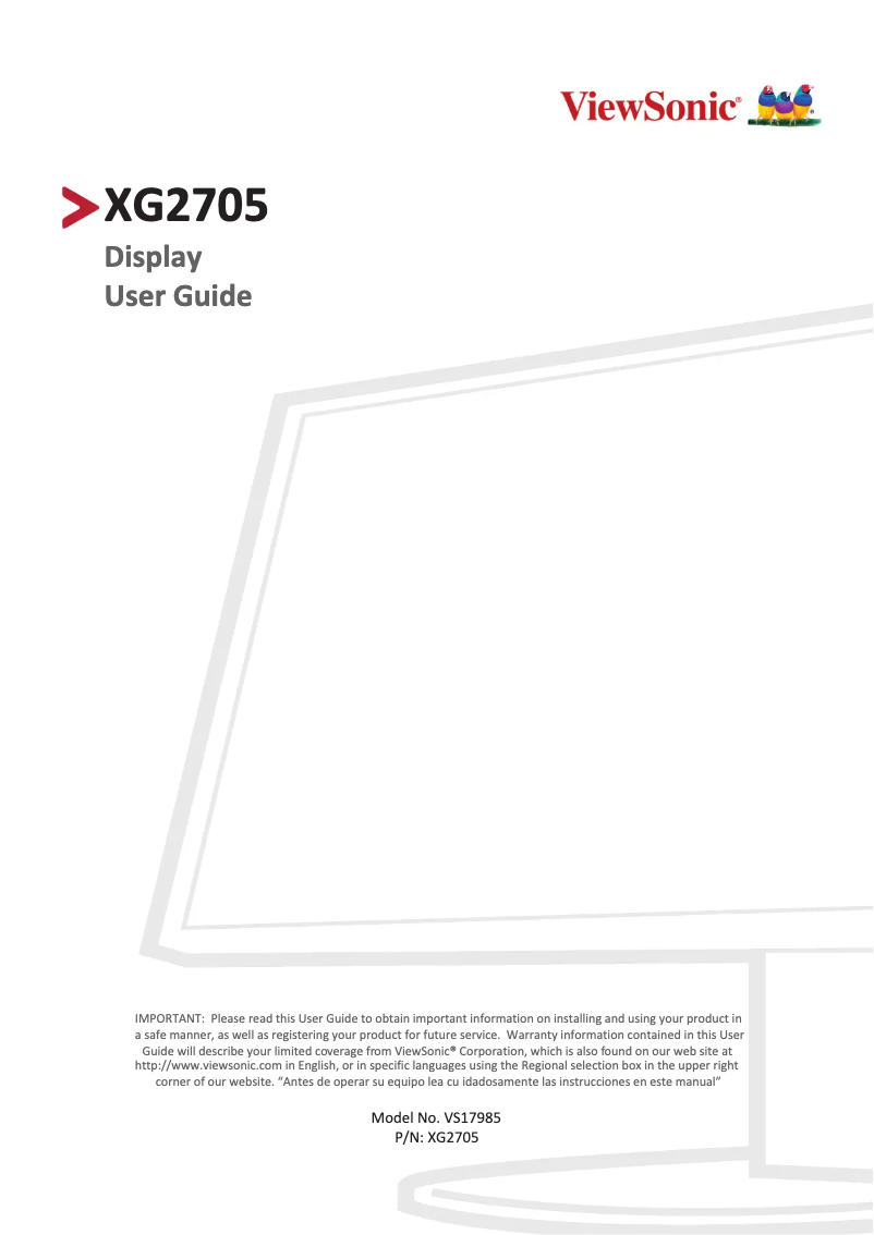 Página 1 del manual Manual de usuario Viewsonic X Series XG2705