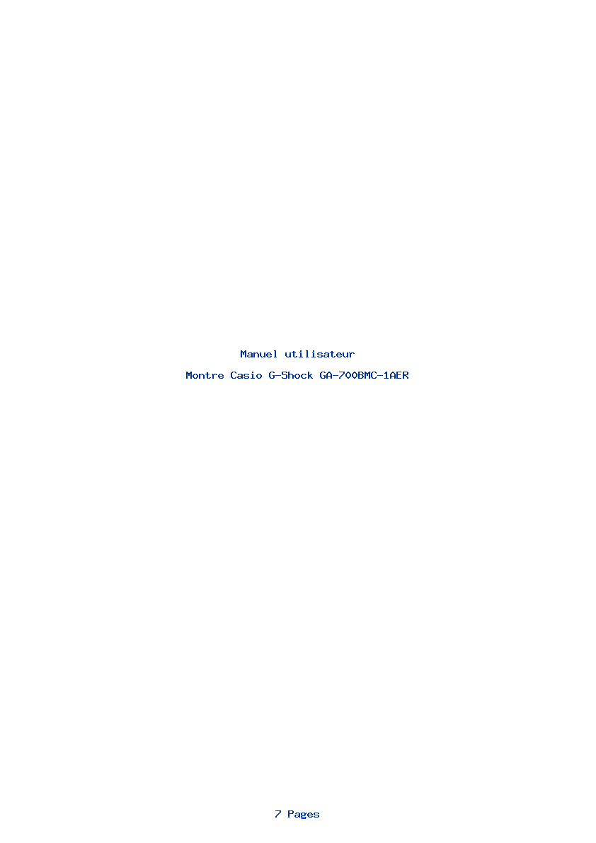 Page 1 de la notice Manuel utilisateur Casio G-Shock GA-700BMC-1AER