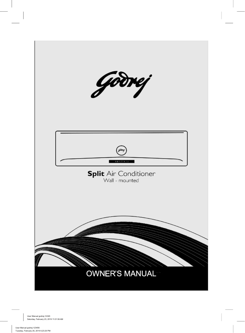 Page 1 de la notice Manuel utilisateur Godrej GSC 12NTC3-WTA