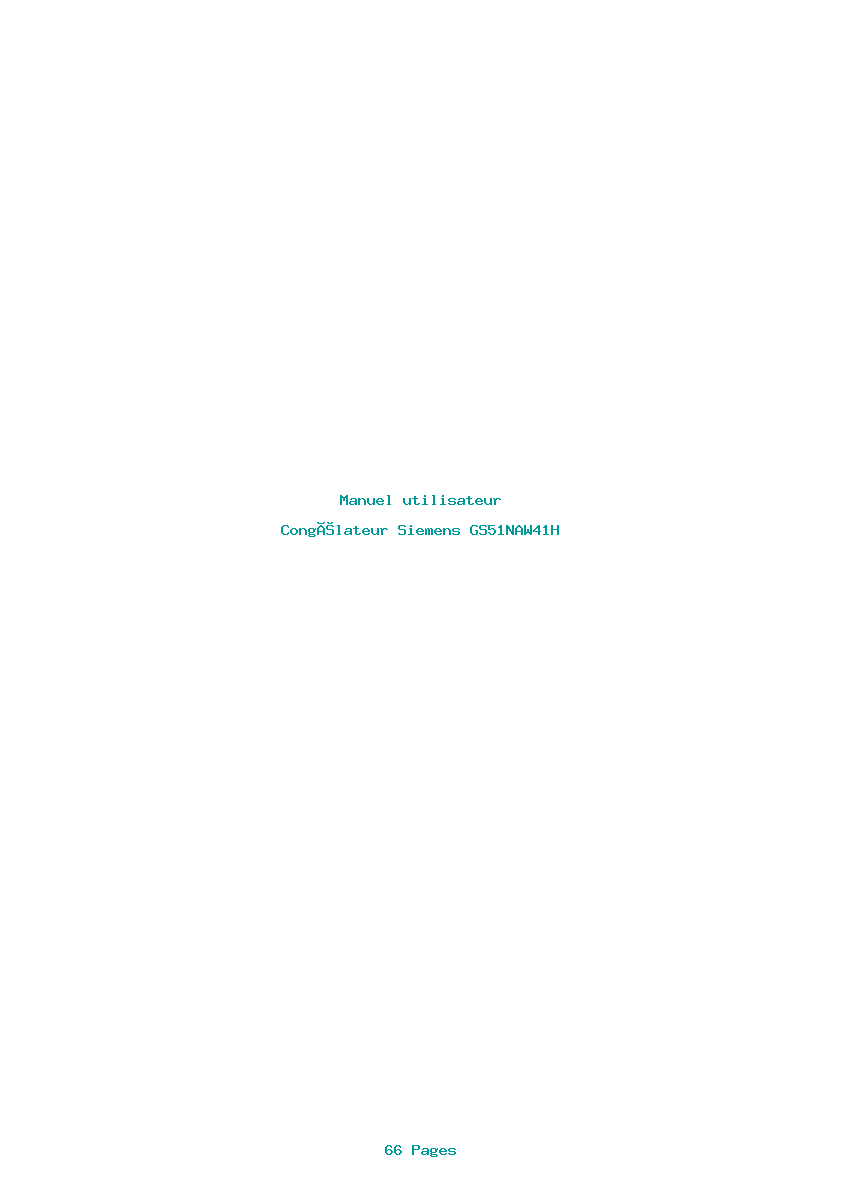 Page 1 de la notice Manuel utilisateur Siemens GS51NAW41H