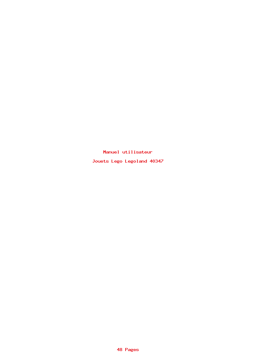 Page 1 de la notice Manuel utilisateur Lego Legoland 40347