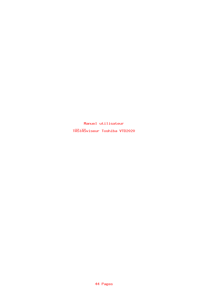 Page 1 de la notice Manuel utilisateur Toshiba VTD2020