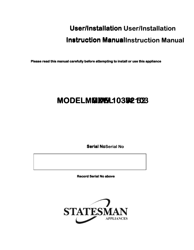 Page 1 de la notice Manuel utilisateur Statesman MXW10352