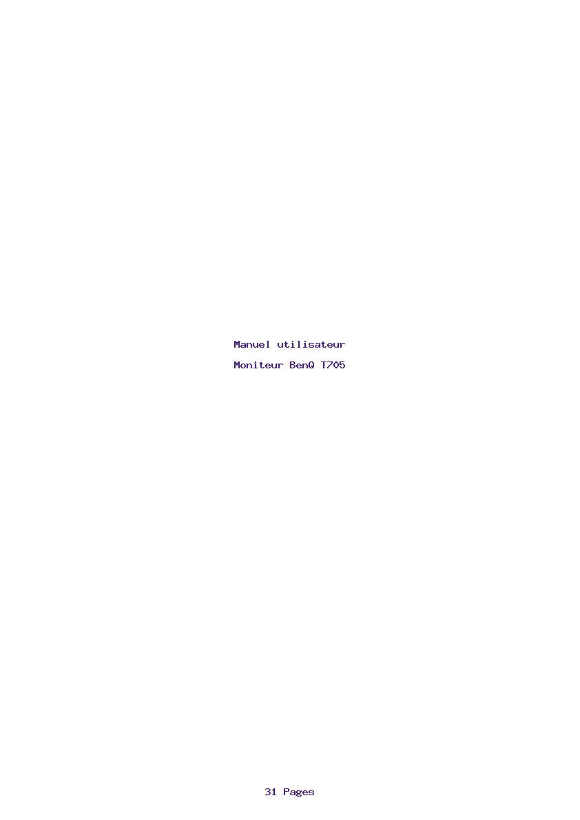 Page 1 de la notice Manuel utilisateur BenQ T705