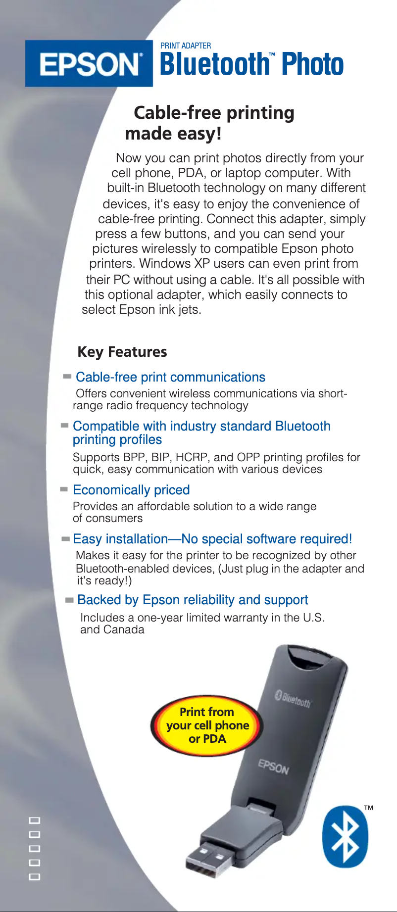 Page 1 de la notice Brochure Epson C12C824142