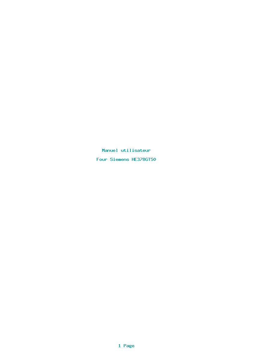 Page 1 de la notice Manuel utilisateur Siemens HE378GTS0
