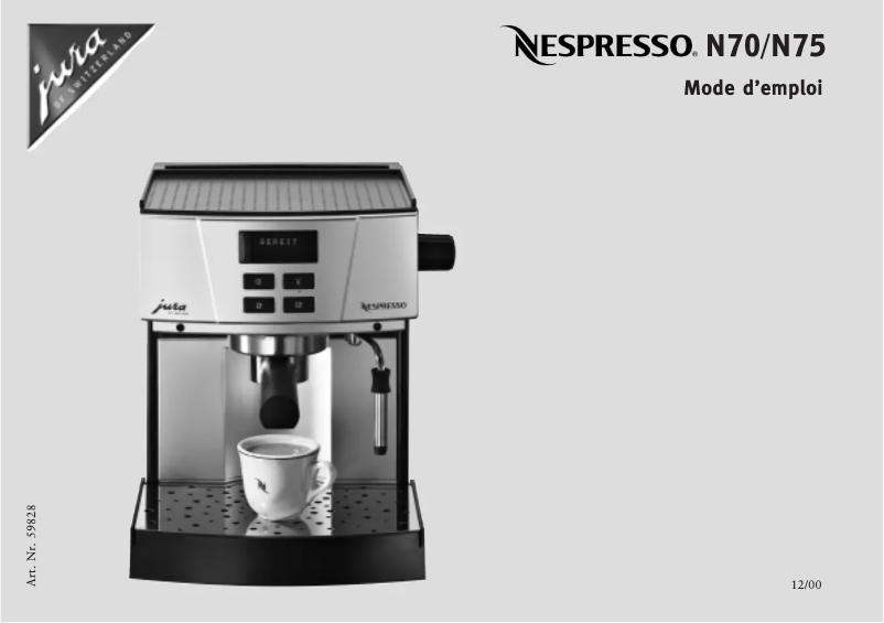 Page 1 de la notice Manuel utilisateur Jura Nespresso N70