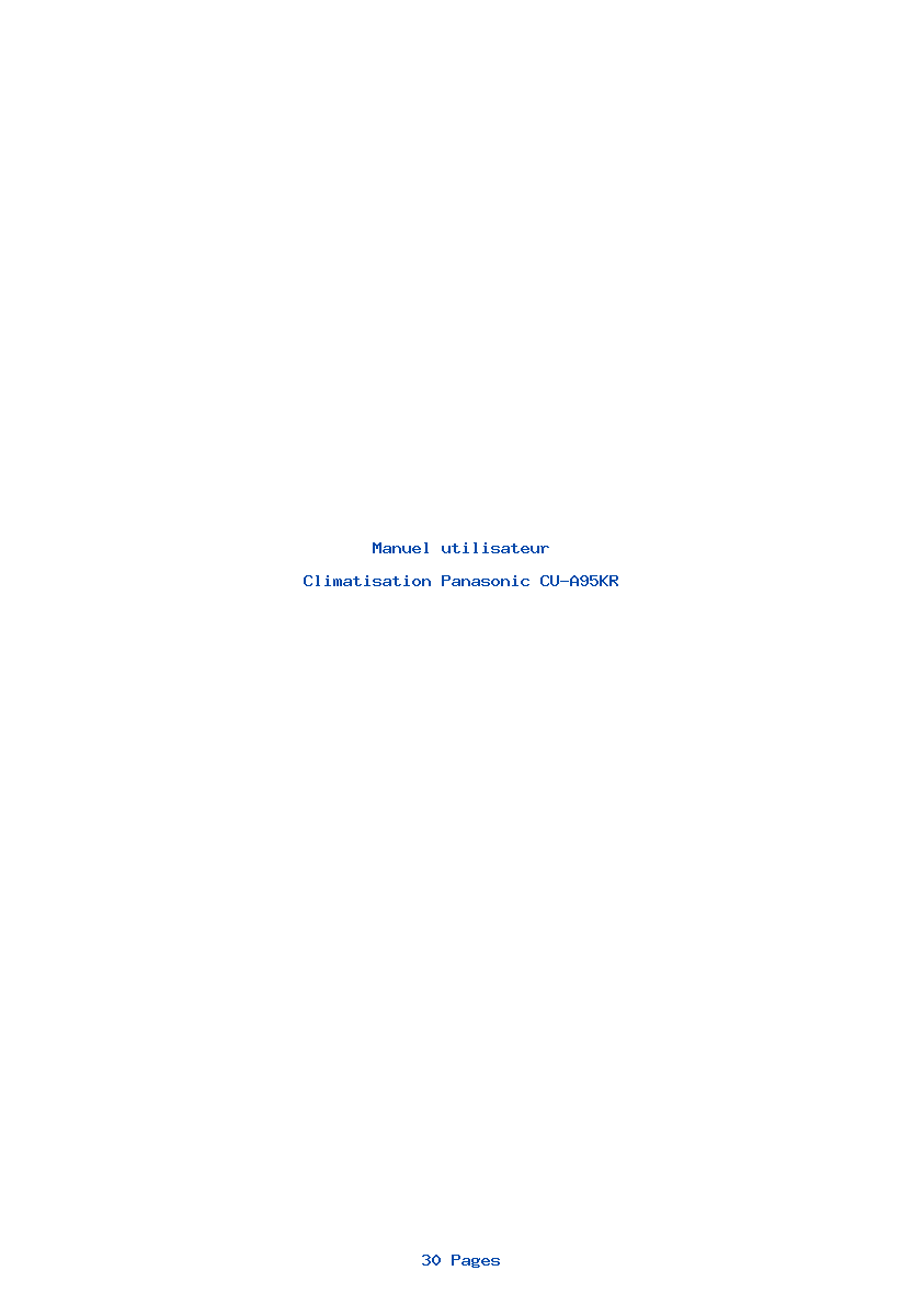 Page 1 de la notice Manuel utilisateur Panasonic CU-A95KR