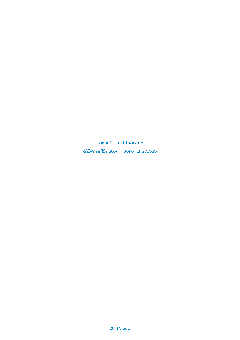 Page 1 de la notice Manuel utilisateur Beko CFG3552S
