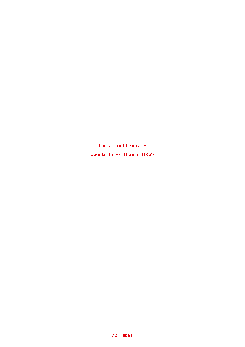 Page 1 de la notice Manuel utilisateur Lego Disney 41055