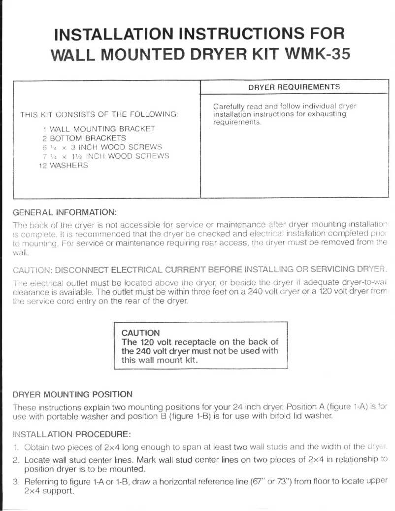 Page 1 of the manual User Manual GE WMK35