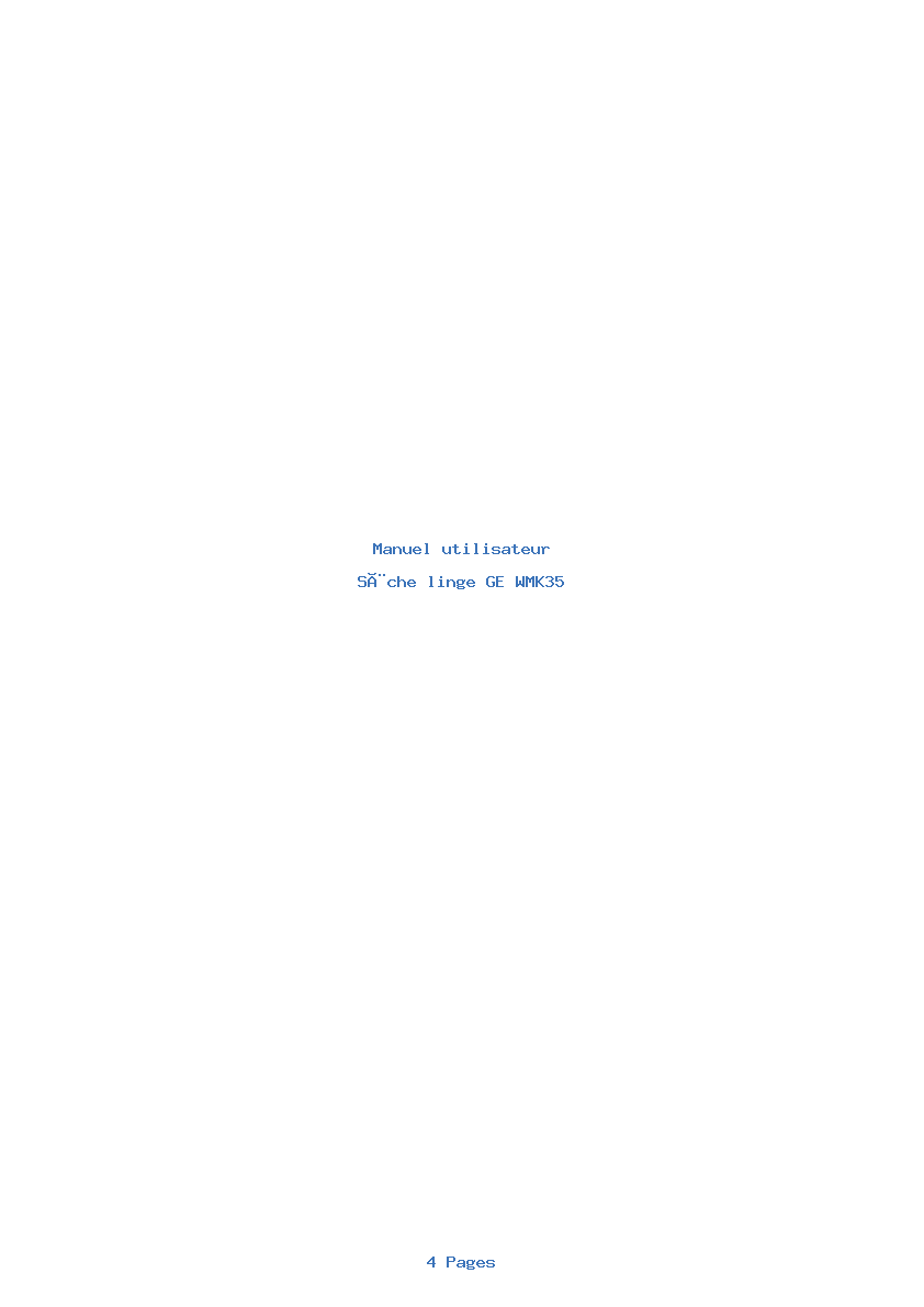 Page 1 de la notice Manuel utilisateur GE WMK35