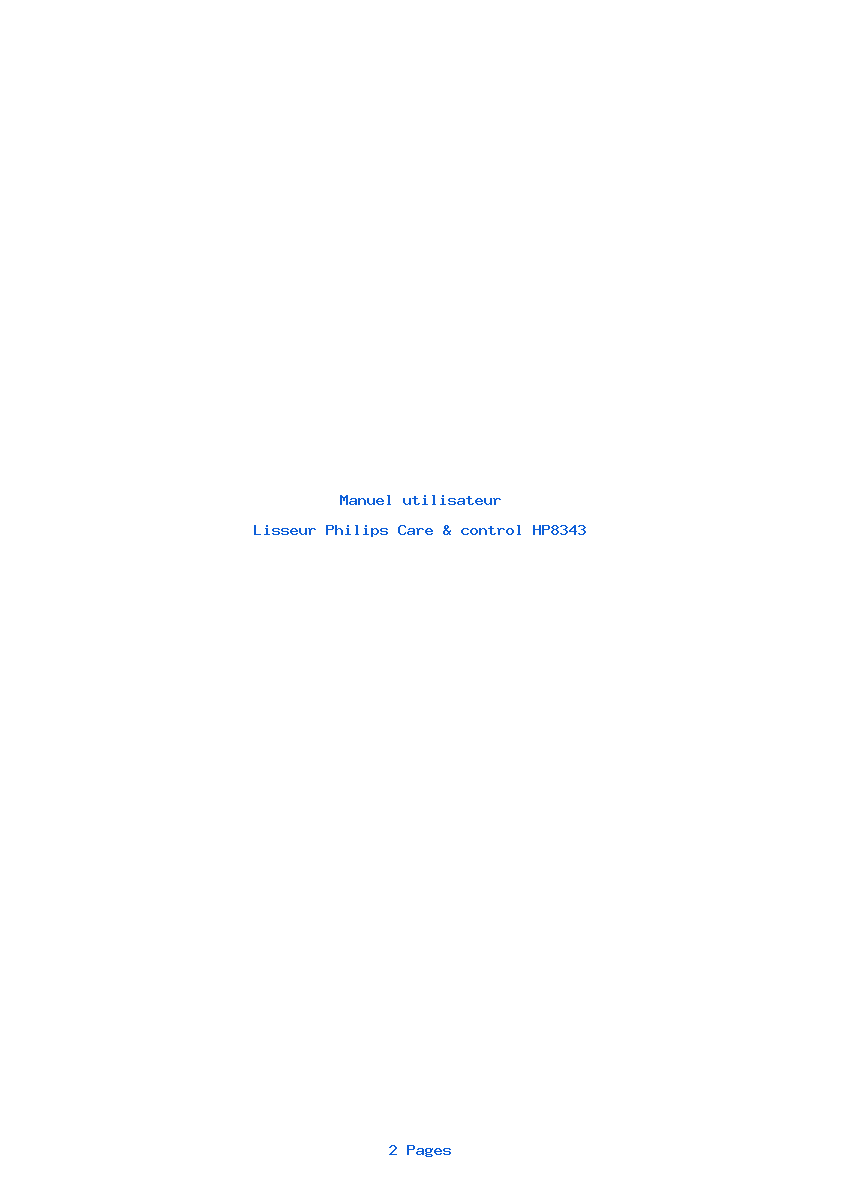 Page 1 de la notice Manuel utilisateur Philips Care & control HP8343