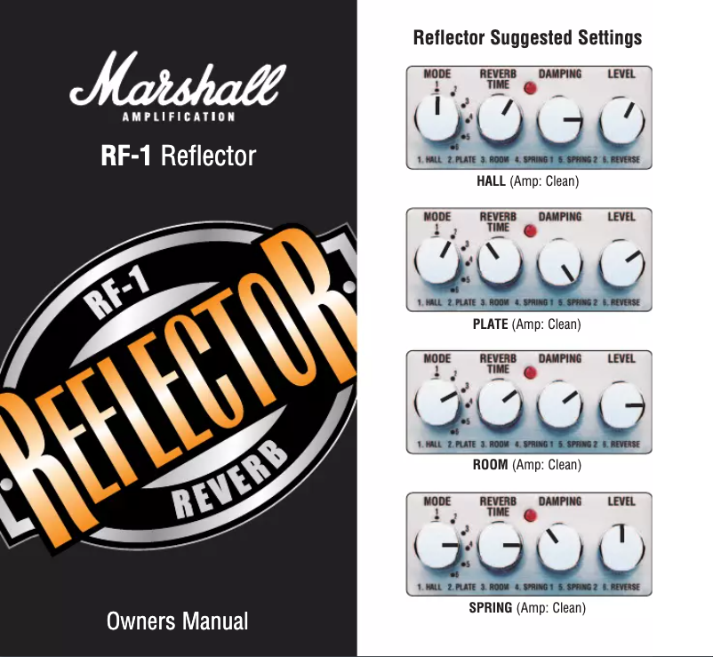 Page 1 of the manual User Manual Marshall RF-1 Reflector