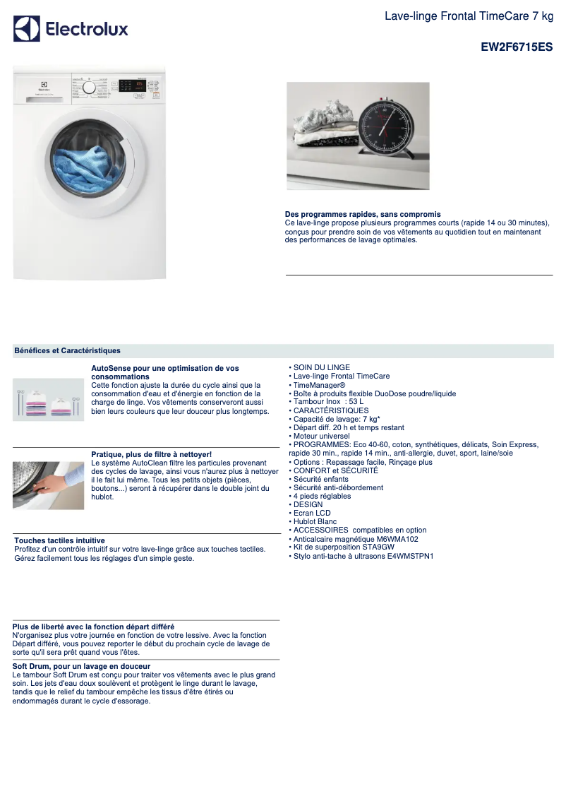 Página 1 del manual Ficha técnica Electrolux EW2F6715ES