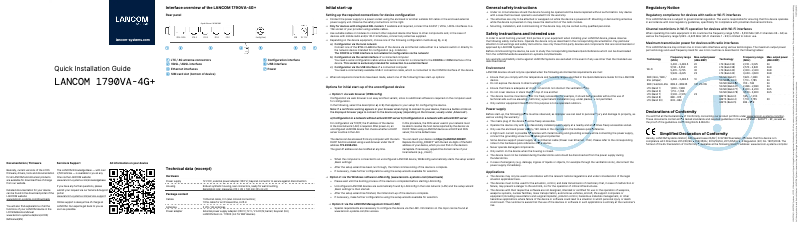 Page 1 de la notice Guide d'installation Lancom 1790VA-4G+