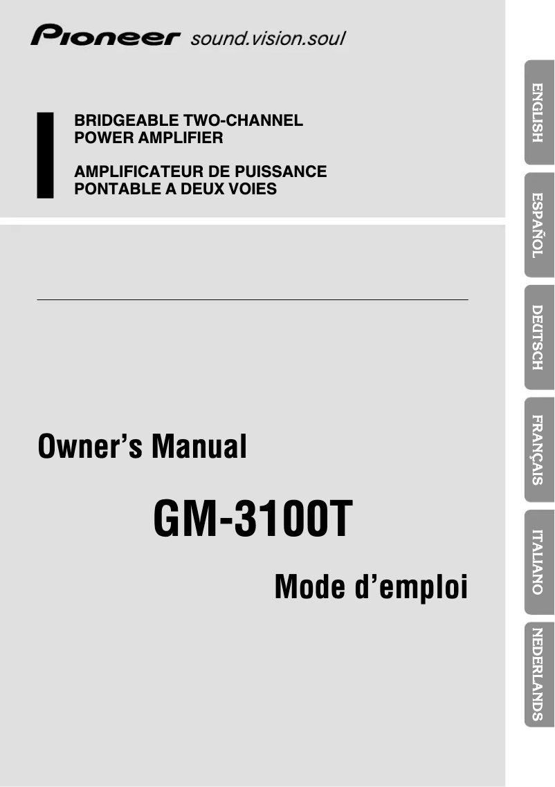 Page 1 of the manual User Manual Pioneer GM-3100T