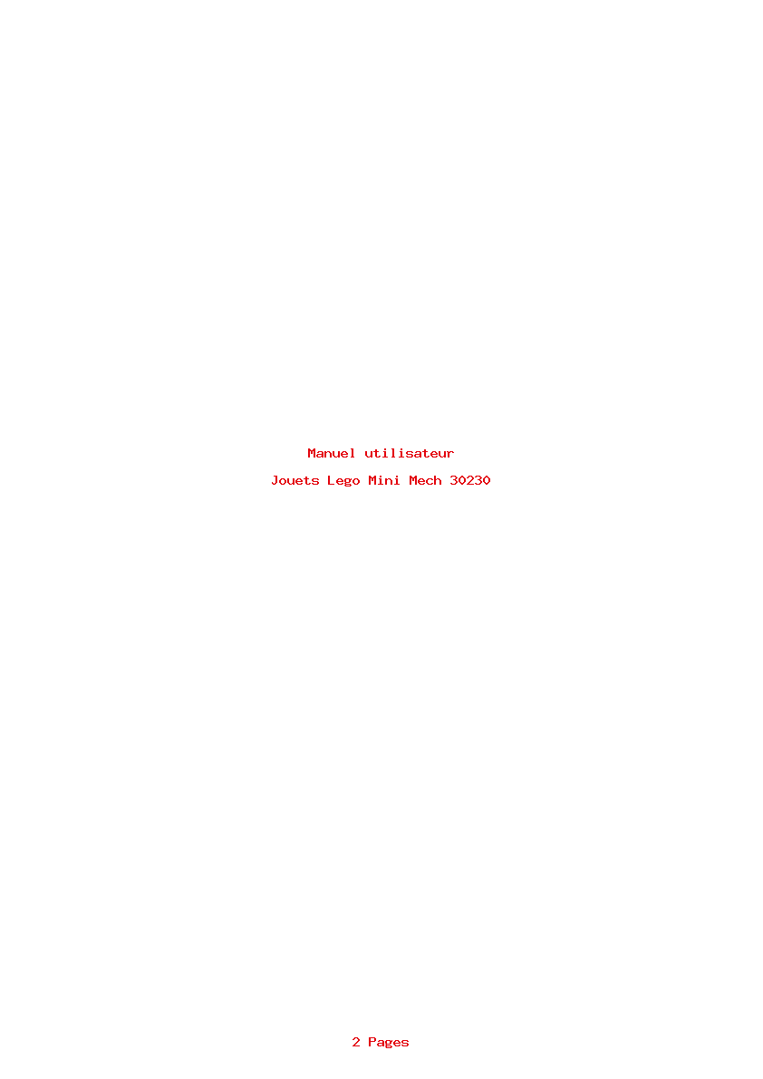 Page 1 de la notice Manuel utilisateur Lego Mini Mech 30230