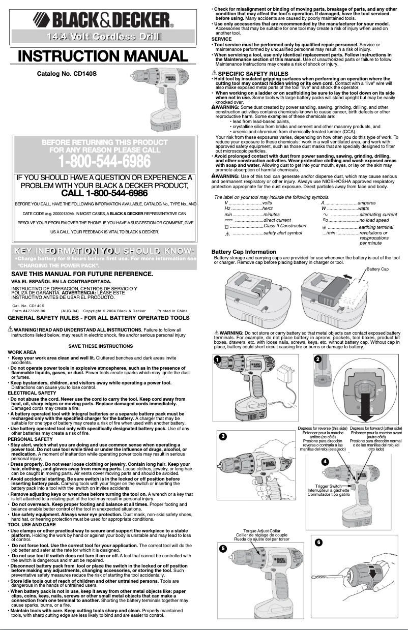 Page 1 de la notice Manuel utilisateur Black & Decker CD140S