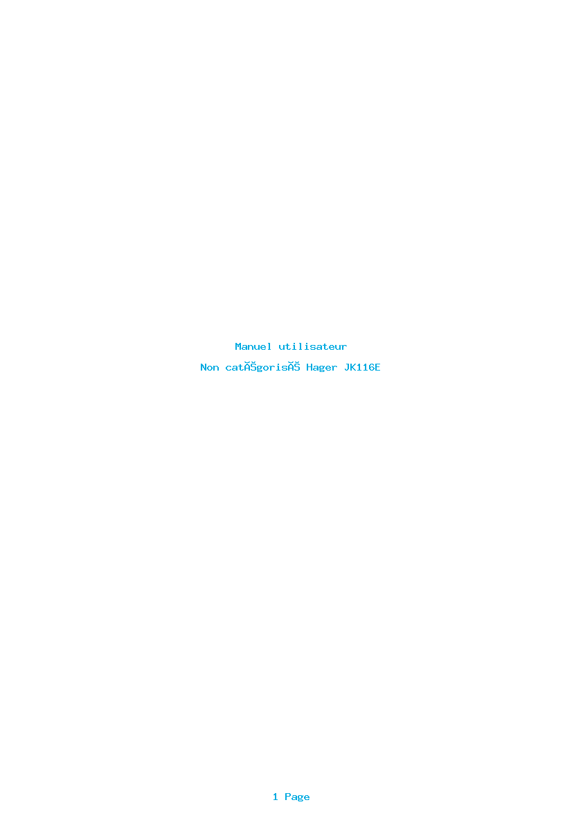 Page 1 de la notice Manuel utilisateur Hager JK116E