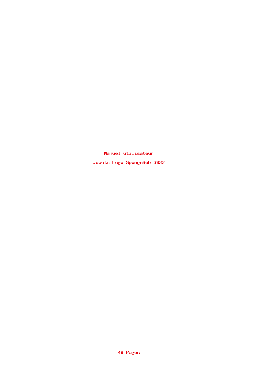 Page 1 de la notice Manuel utilisateur Lego SpongeBob 3833