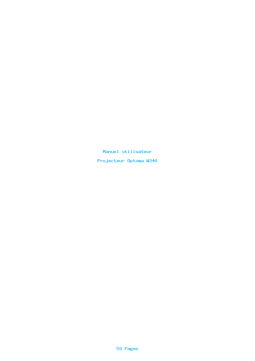 Page 1 de la notice Manuel utilisateur Optoma W340