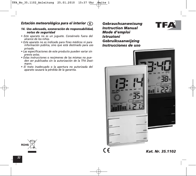 Página 1 del manual Manual de usuario TFA 35.1102.02