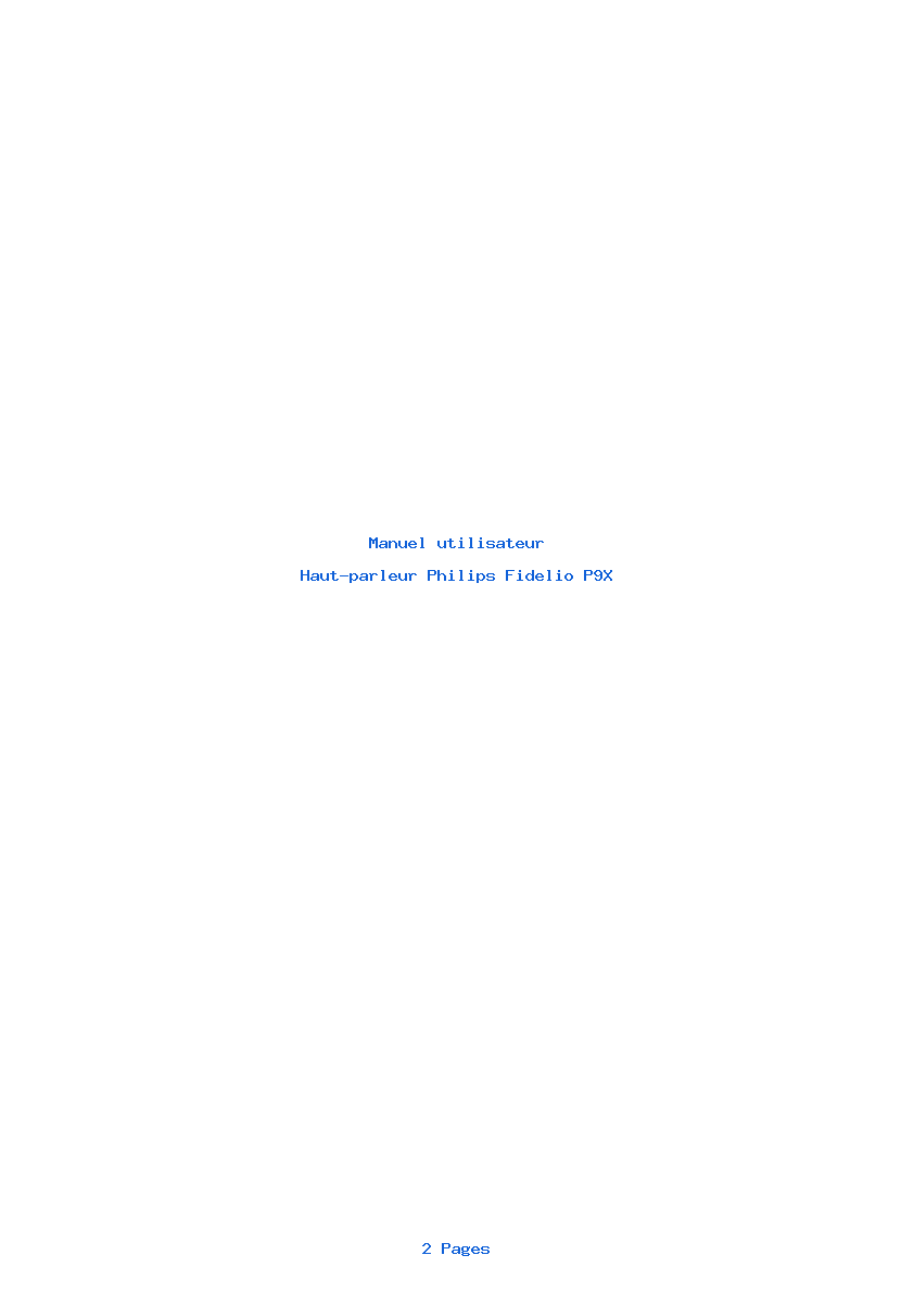 Page 1 de la notice Manuel utilisateur Philips Fidelio P9X