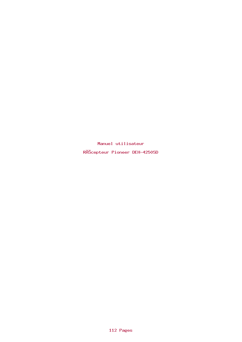 Page 1 de la notice Manuel utilisateur Pioneer DEH-4250SD