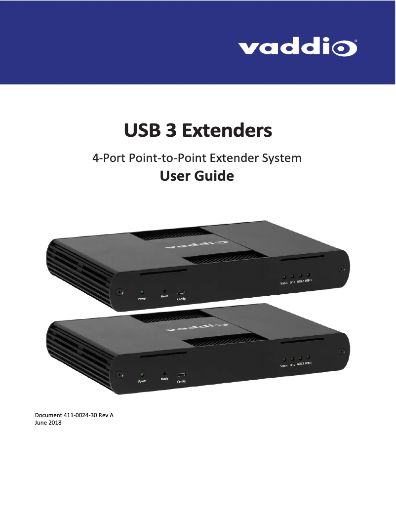Page 1 de la notice Manuel utilisateur Vaddio USB 3 Extender System