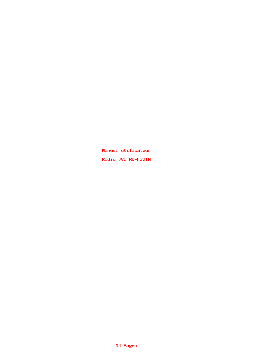 Page 1 de la notice Manuel utilisateur JVC RD-F321W