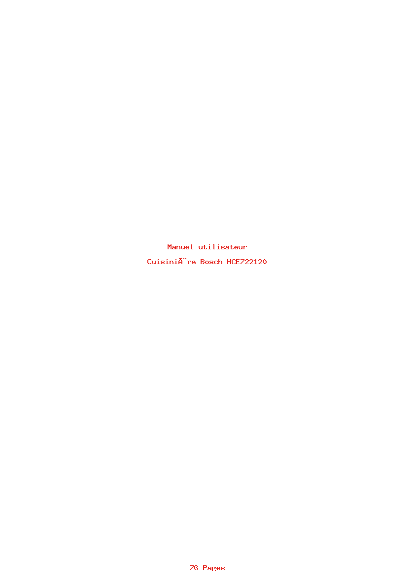 Page 1 de la notice Manuel utilisateur Bosch HCE722120