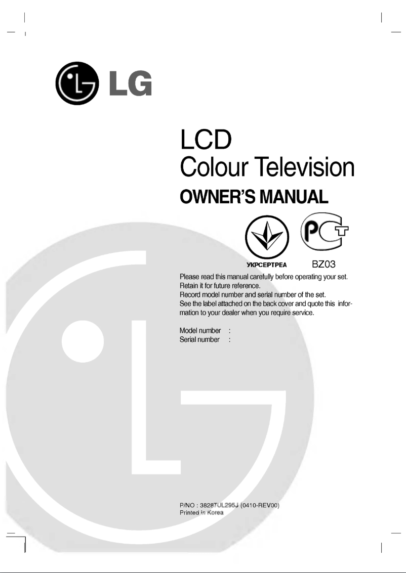 Page 1 de la notice Manuel utilisateur LG RZ-20LA66K