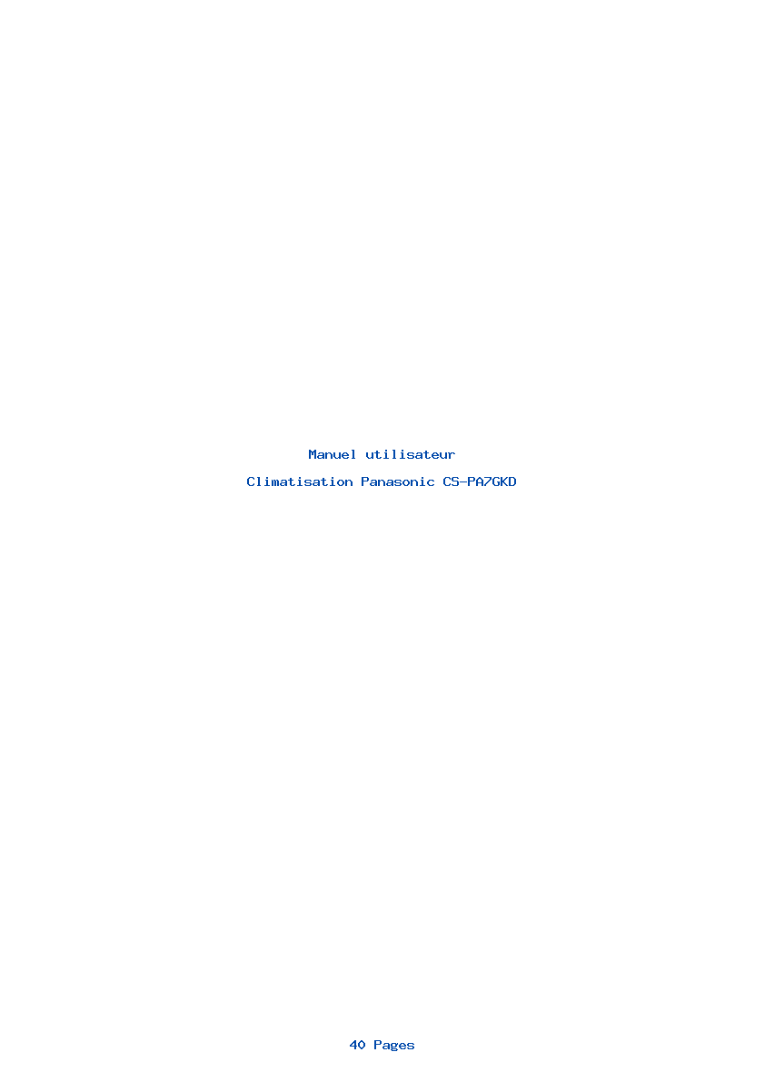 Page 1 de la notice Manuel utilisateur Panasonic CS-PA7GKD