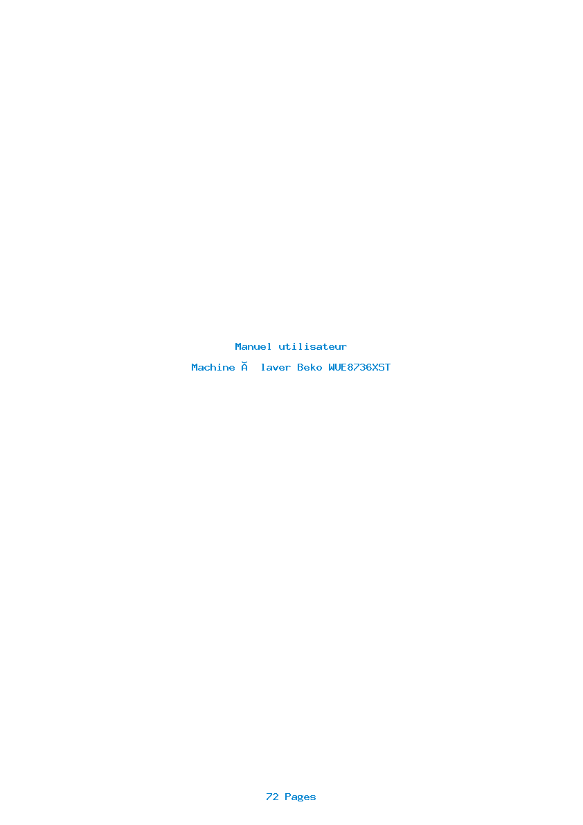 Page 1 de la notice Manuel utilisateur Beko WUE8736XST
