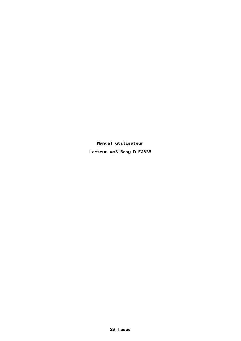 Page 1 de la notice Manuel utilisateur Sony D-EJ835