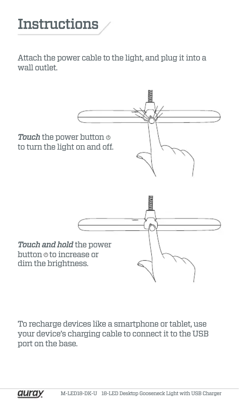 Page 1 de la notice Manuel utilisateur Auray M-LED18-DK-U