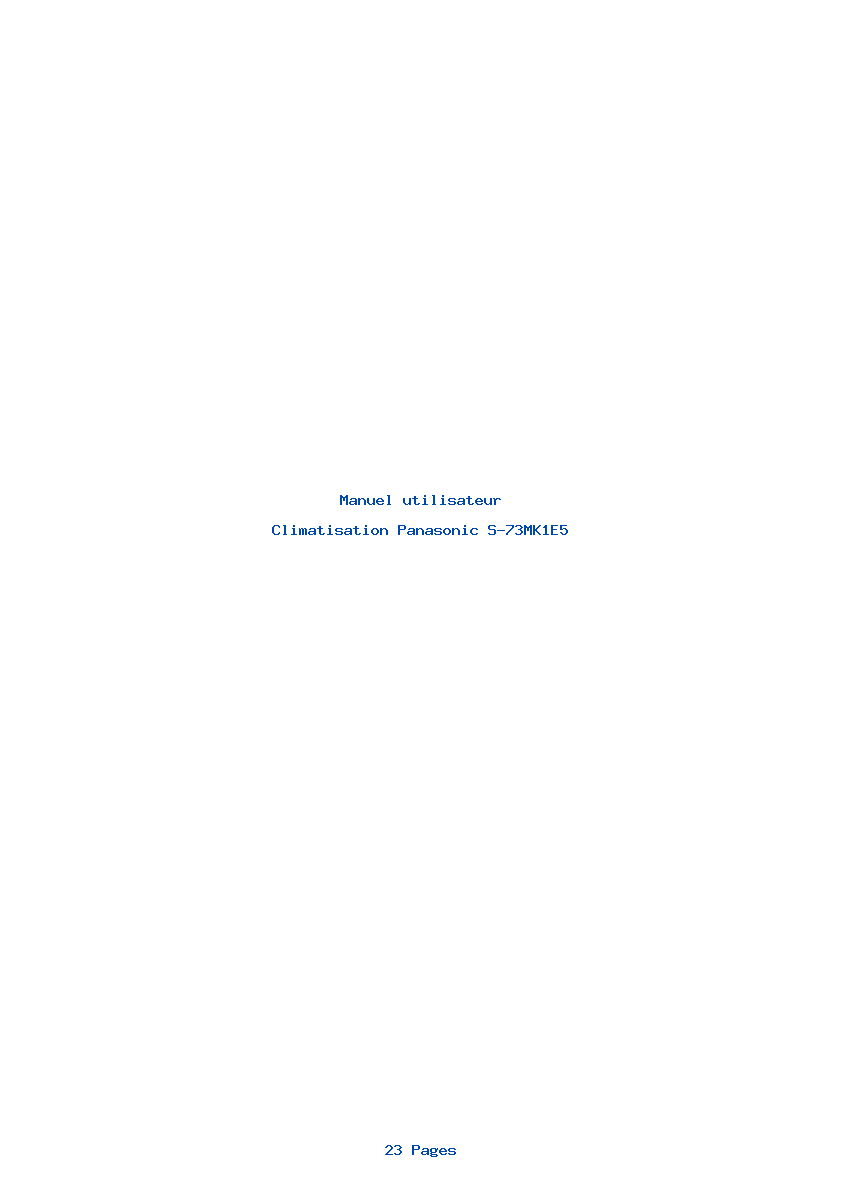 Page 1 de la notice Manuel utilisateur Panasonic S-73MK1E5