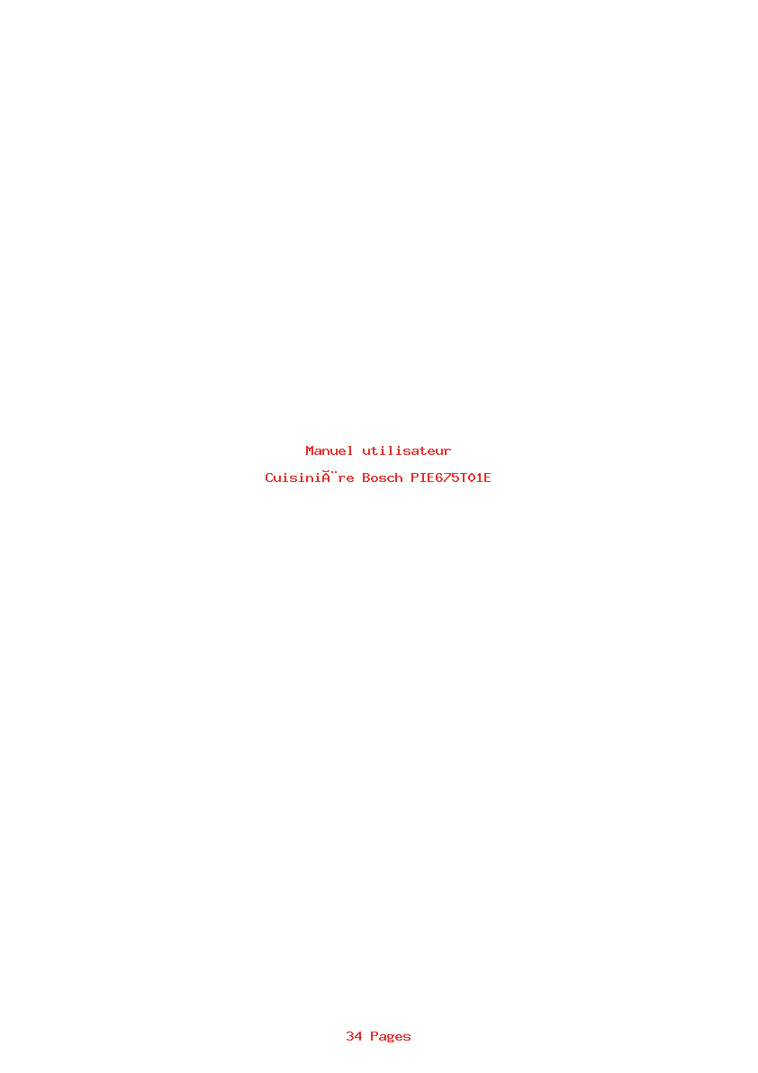 Page 1 de la notice Manuel utilisateur Bosch PIE675T01E