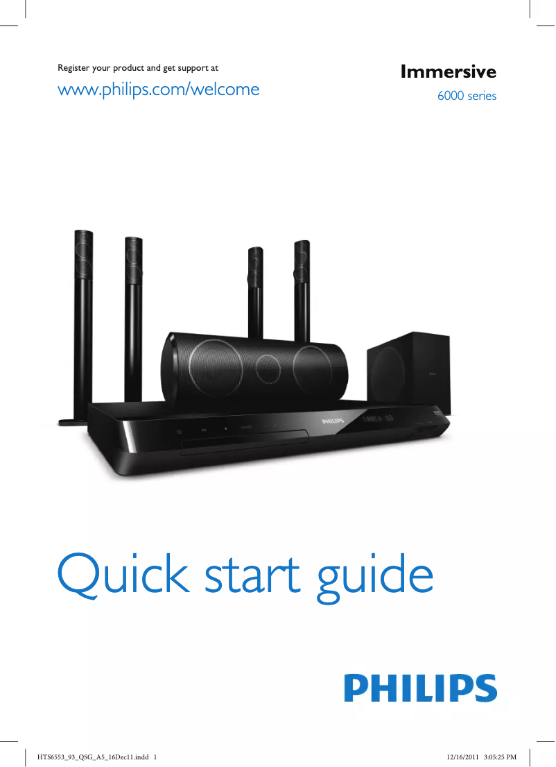 Page n°1 - Guide de démarrage rapide Philips Immersive Sound HTS6553