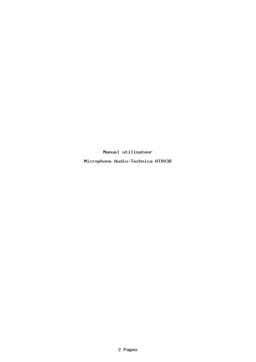 Page 1 de la notice Manuel utilisateur Audio-Technica AT803B