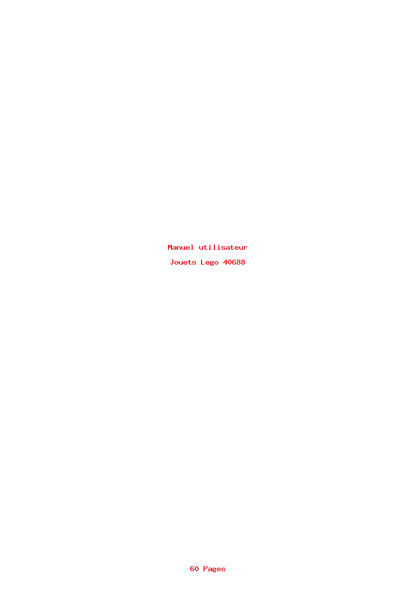 Page 1 de la notice Manuel utilisateur Lego 40688