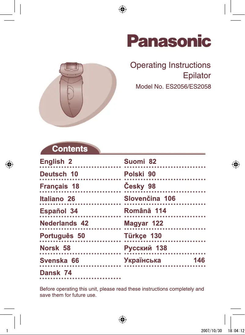 Página 1 del manual Manual de usuario Panasonic ES-2058